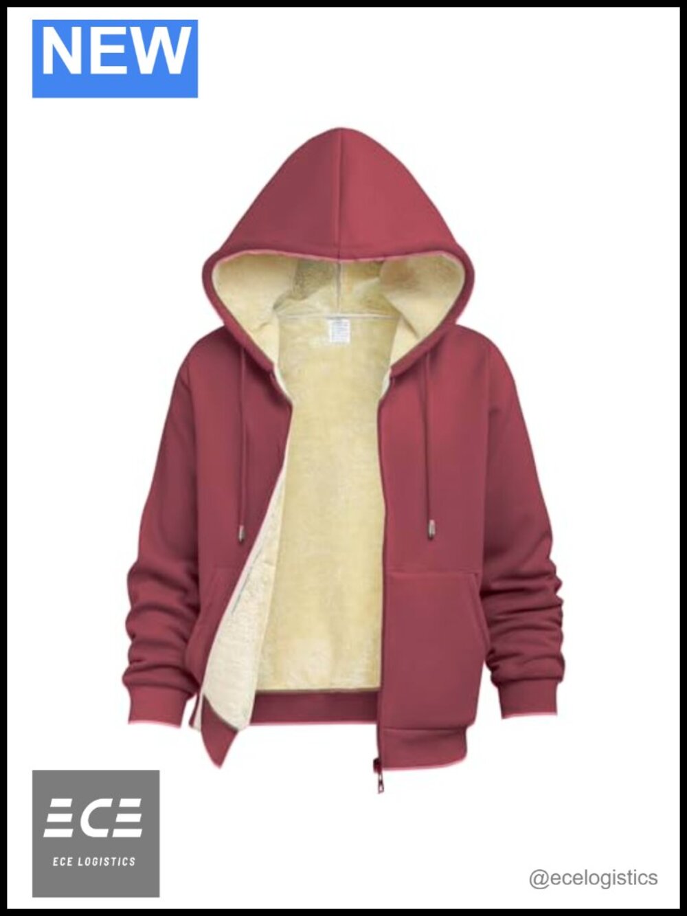 Sherpa Lined Full Zip Hoodie Warm Fleece Sweatshirt for Winter